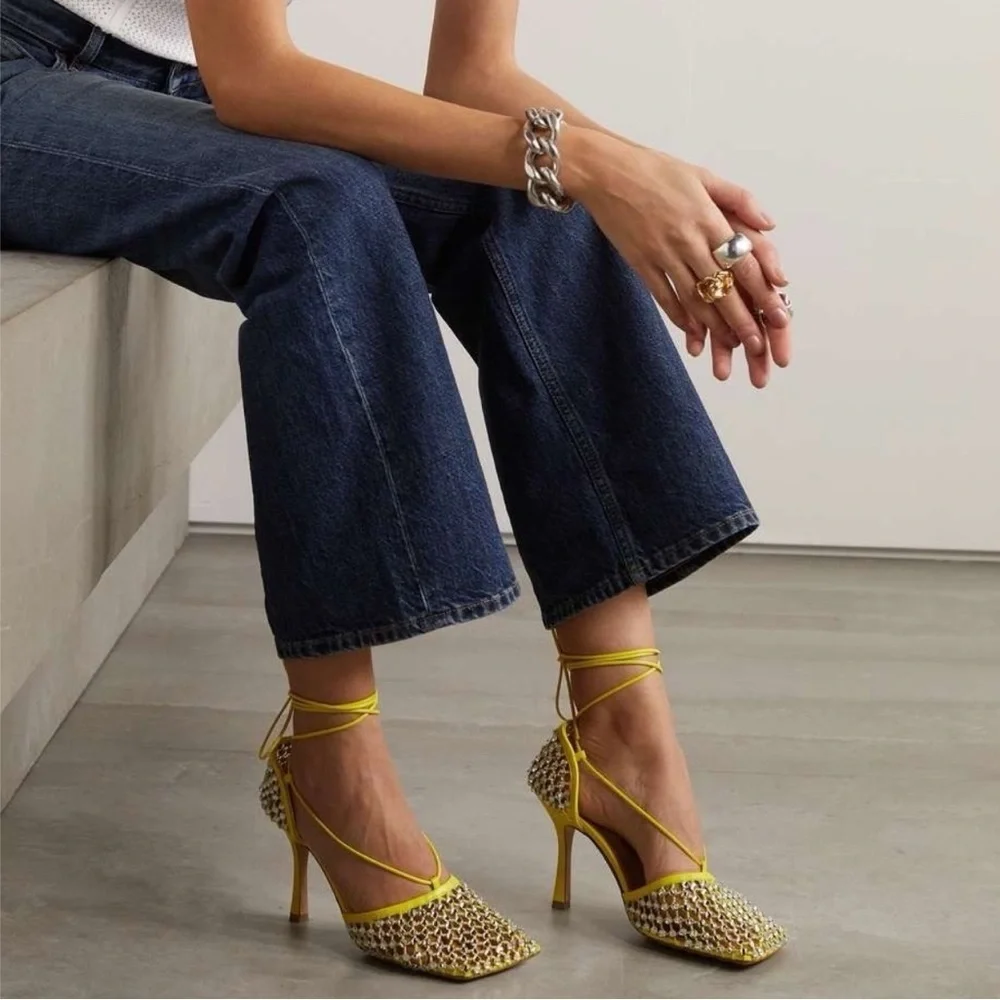 Bottega Veneta Stretch Swarovski Crystals Embellished Pumps, New, Size 36.5 - Picture 2 of 12